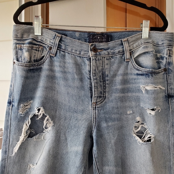 Lucky brand destroyed mid rise mom jeans  4 27 - Picture 7 of 12
